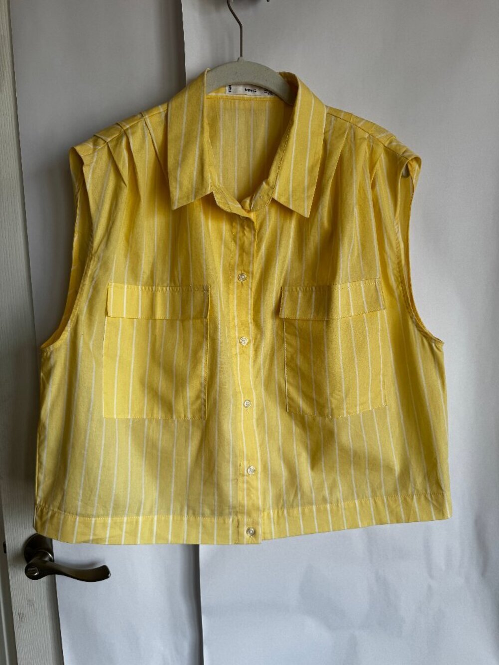 Butter Yellow Striped Sleeveless Blouse from MNG